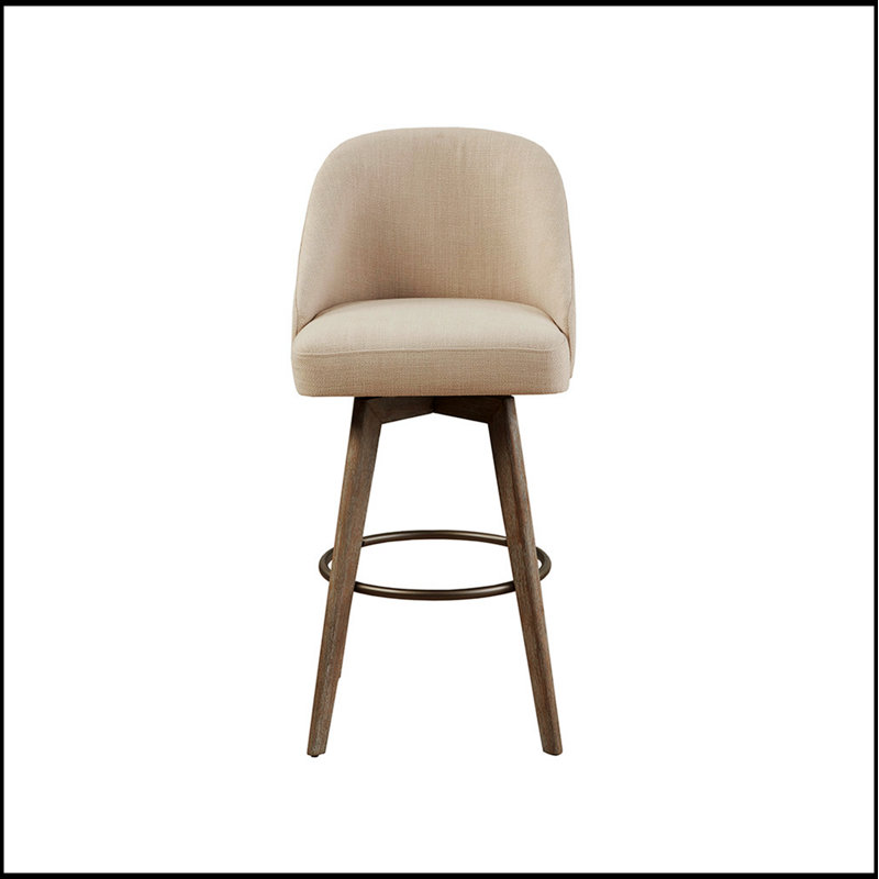 Tabouret de bar pivotant confortable avec pieds en bois massif, pour les cuisines modernes et les espaces de divertissement