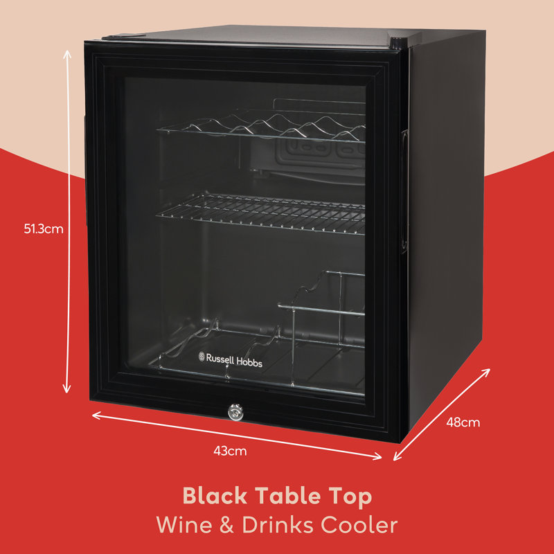 Russell Hobbs Rhgwc1b-c-lck 12 Bottle Lockable Wine Cooler In Black
