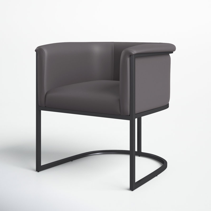 Virgil Faux Leather Upholstered Arm Chair, Gray, 1