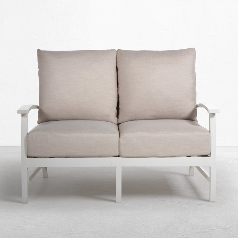 Causeuse Charleston, No Welt + Standard Fill, Lin indigo, Oak