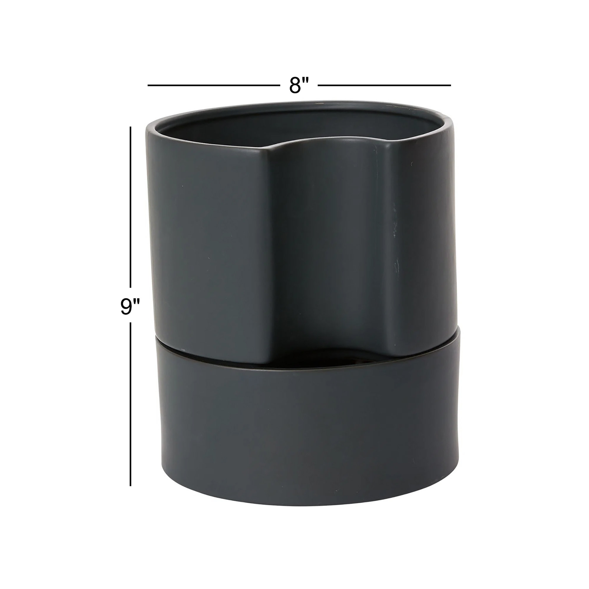 Patti Handmade Ceramic Pot Planter, Black, 9" H x 8" W x 8" D