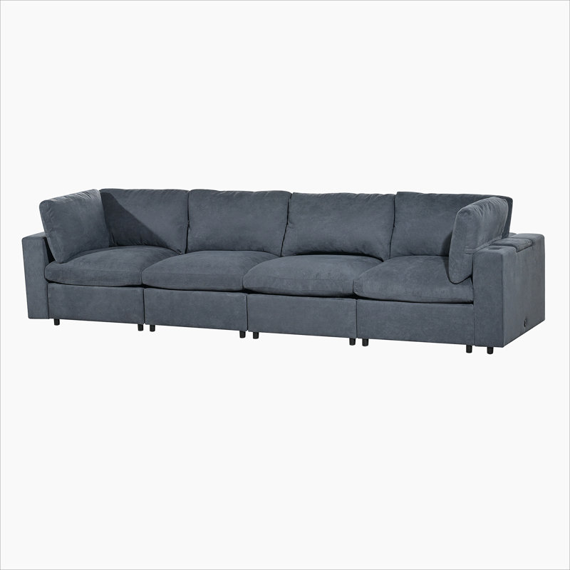 Upholstered Sofa with USB Charge Ports,Wireless Charging and Bluetooth Speaker in Arm