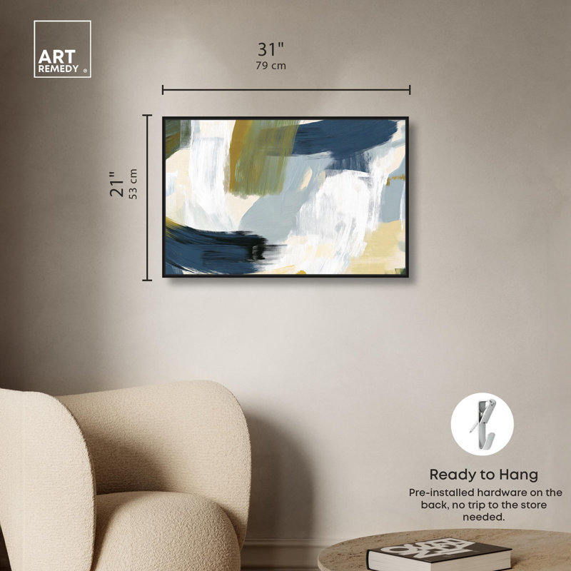 Art Remedy, bloc de couleurs abstrait sur toile texturée, verts II, H 21 po x l 31 po, Cadre flottant noir