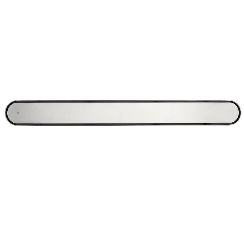 FINE FIXTURES 24-Inch Linear Shower Drain, Tile Insert & Grate 2-in-1 Design, Rounded Edge, 10-Gauge Stainless Steel, Center Outlet, Hair Strainer Included