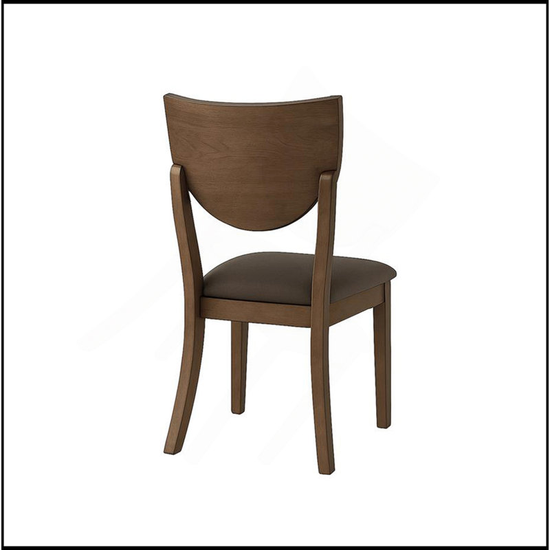 Set Of 2 Padded Fabric Dining Chairs In Walnut And Dark Chocolate