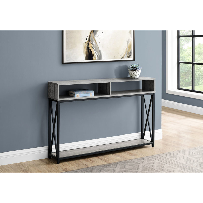 Accent - Plateau en stratifié gris et base en métal noir