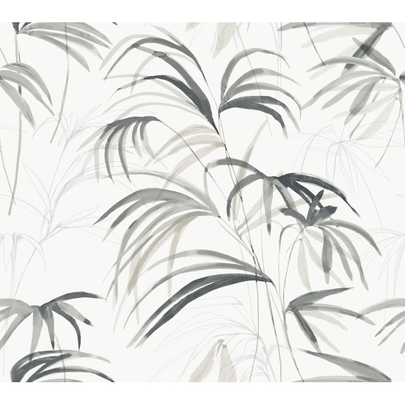 Inky Warm Neutral Palms Wallpaper, Black