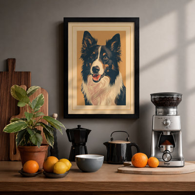 Alert Border Collie Modern - Framed Print