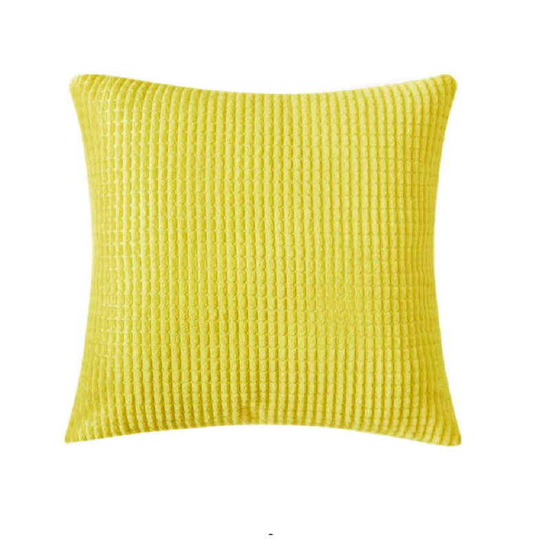 Coussin en velours côtelé doux, Jaune vif, 18 po x 18 po