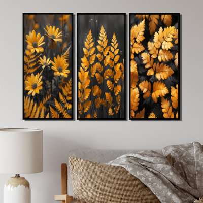 Figurines monochromes jaunes, gris et gris - Collection d'art mural Daisy