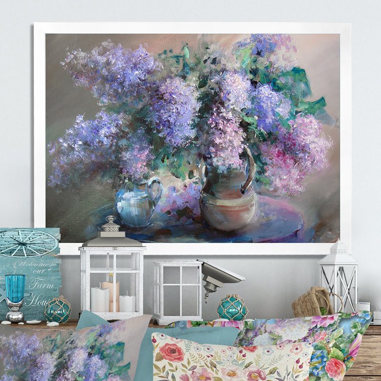 Still life with lilac and an apple. Oil painting Shower Curtain by