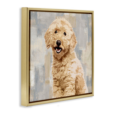 Smiling Labradoodle Dog Framed Floater Canvas Wall Art by Keri Rodgers