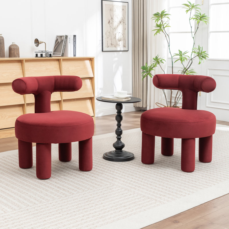 Bula Velvet Barrel Chair, Velvet , Red