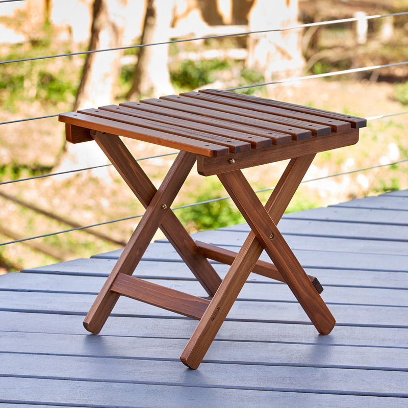 Grandview Assembled Folding Square Outdoor Side Table, Oak