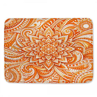 Orange Paisley Mandala Bath Mat