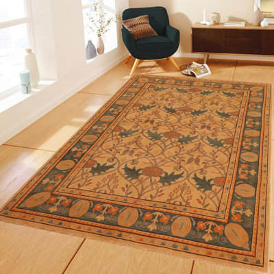 Bowley Oriental Handmade Hand-Knotted Rectangle 7' x 9'8" Wool in Brown