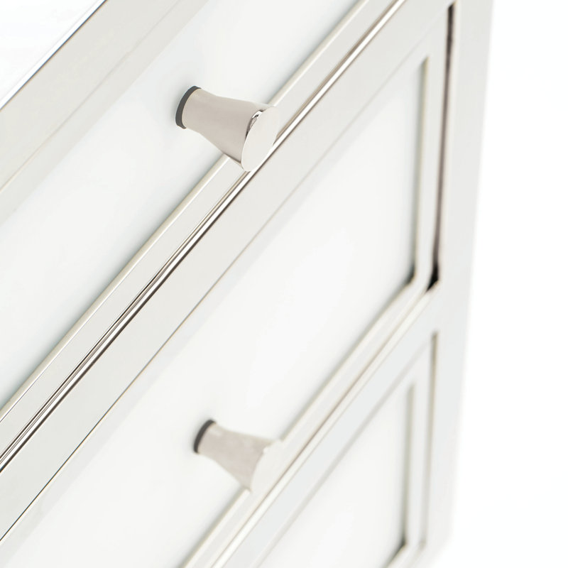 Blanca Transitional 3-Drawer Silver & White Metal Nightstand