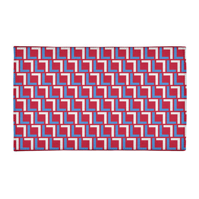 Tapis géométrique rouge / bleu / blanc
