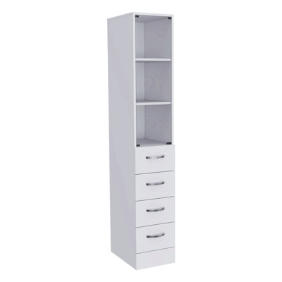Armoire à linge, trois tablettes, quatre tiroirs