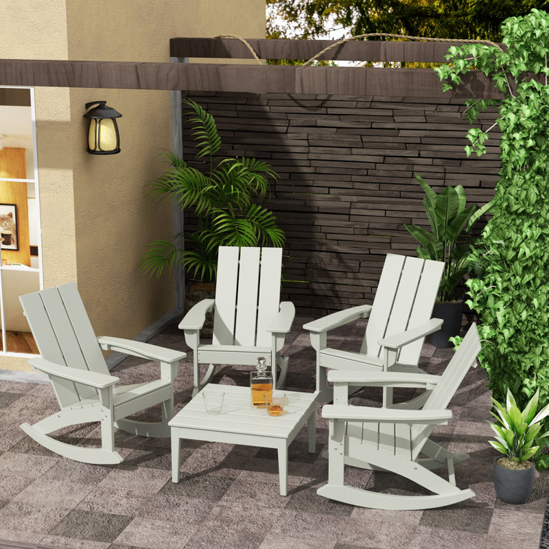 Joubert Outdoor Adirondack Chair With Table, Sand