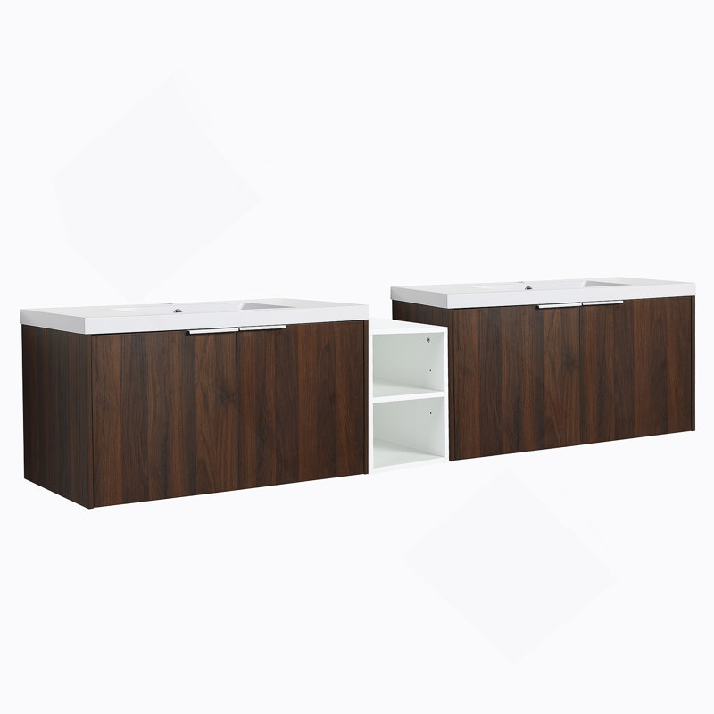 Meuble-lavabo 84 po à fermeture douce avec lavabo 84 po, 84", Noyer de Californie