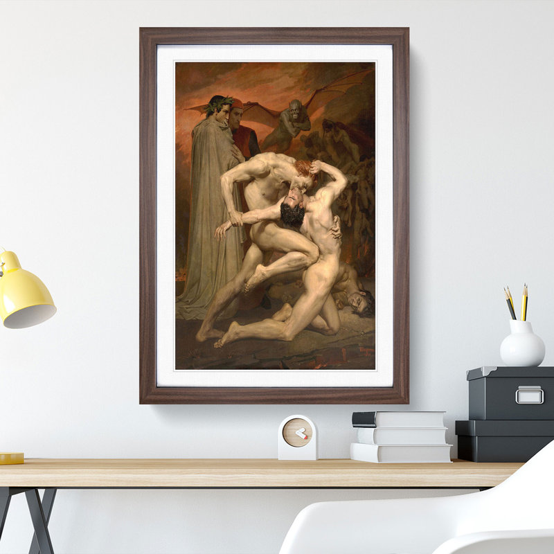Dante and Virgil by William Adolphe Bouguereau - Picture Frame Painting, 36cm H x 27cm W x 2cm D, Walnut Framed