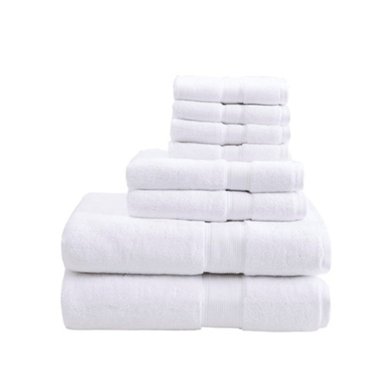 100% Cotton 8 Piece Antimicrobial Towel Set, White