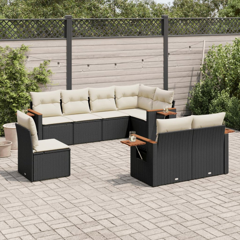 Ensemble de canapé de jardin Vidaxl noir et blanc crème