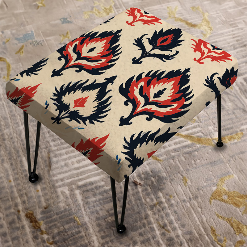 Red Ikat Nomadic Tribe Blend Fuse - Repose-pieds rectangulaire Ikat