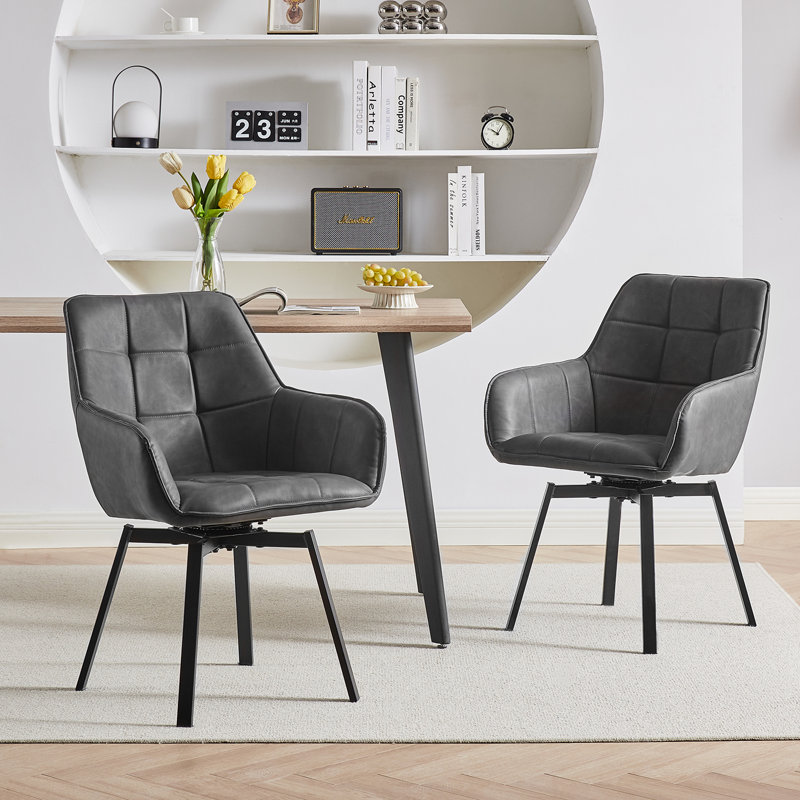 Byun 48cm H Upholstered Metal Armchair, Grey