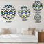 Horloge murale à motif géométrique rétro vert et bleu-1680038730