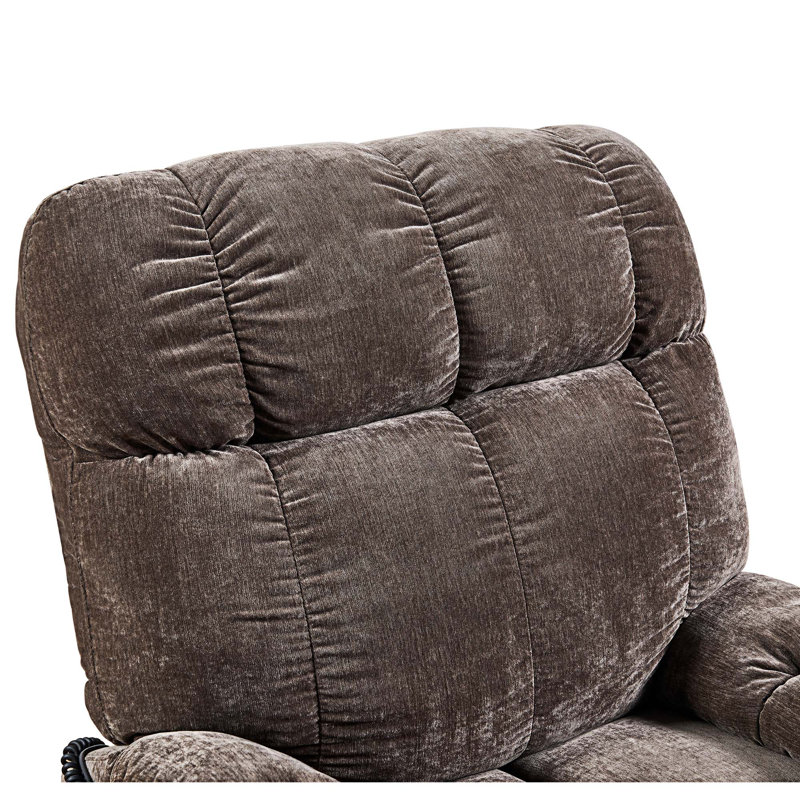 Upholstered Heated Massage Chair, Brown Fabric