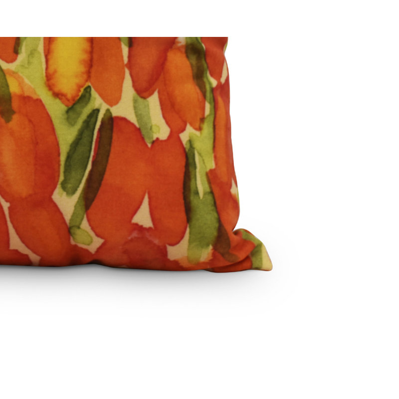 Housse et insert de coussin carré Sunset Tulip, 16" x 16", Orange, Extérieur