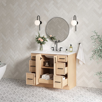 Ensemble de meuble-lavabo simple avec plateau en quartz ARIEL Kellie