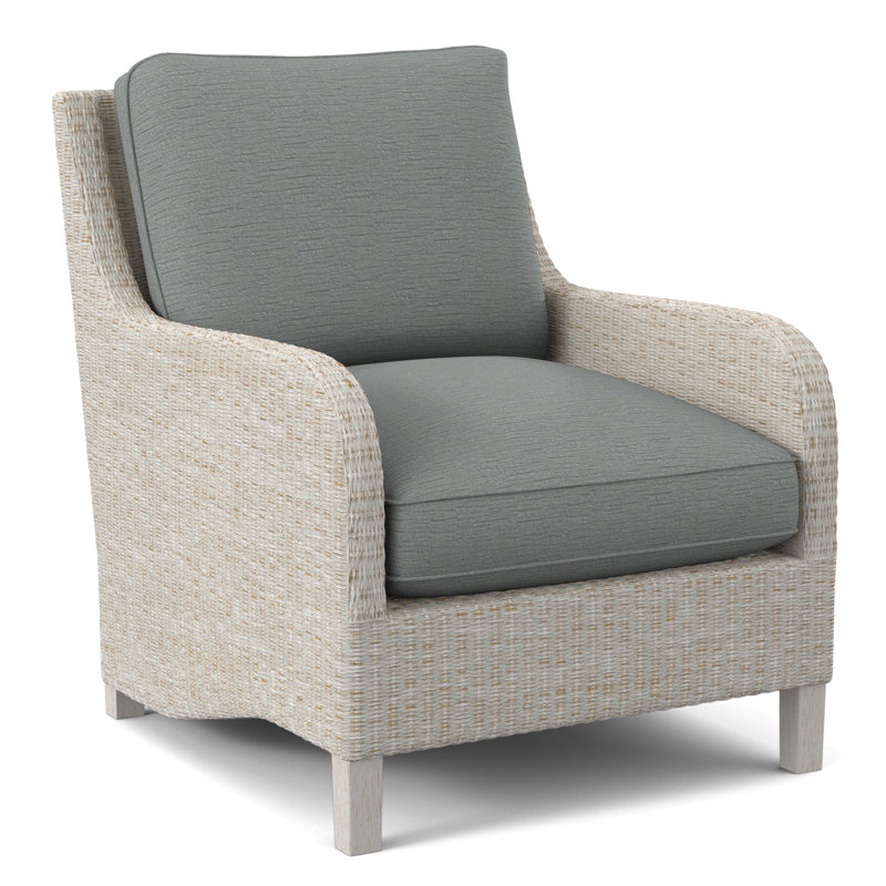 Gibraltar Armchair, Blue Buffalo Check; 0120-61, Antique Frost White