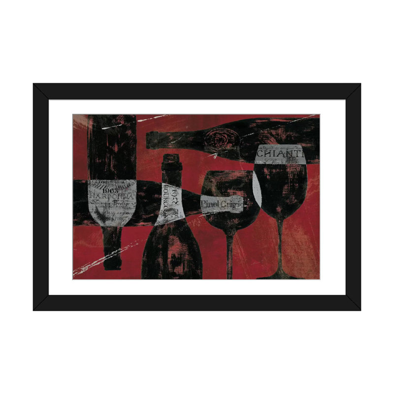 « wine selection », impression sur toile, H 16 po x l 24 po x P 1 po, Papier avec cadre noir, Blanc