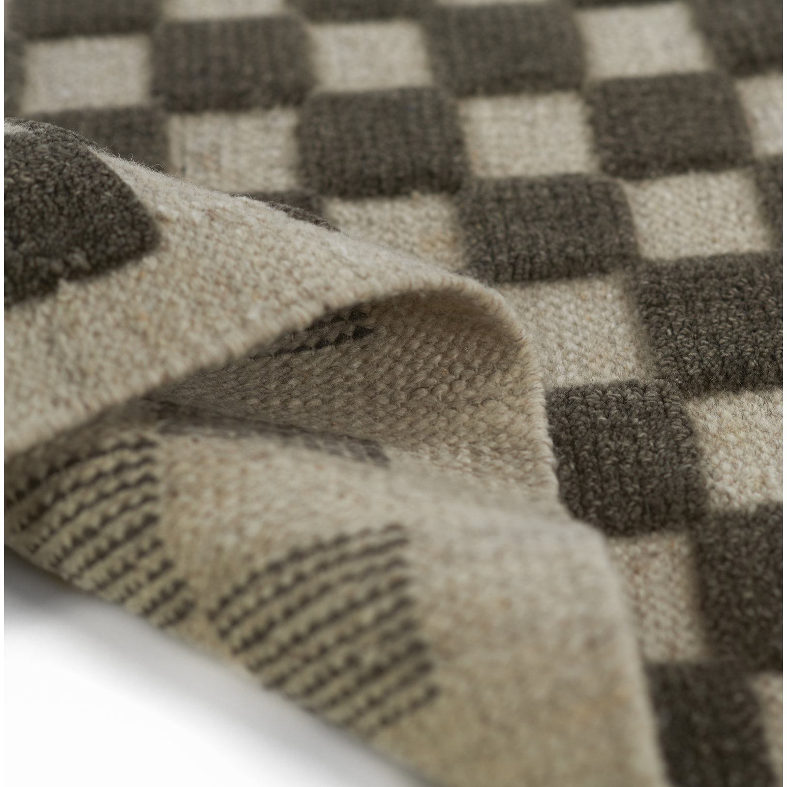 Azle Charcoal Beige Hand-Woven Wool Rug, Rectangle 6'3" x 9'