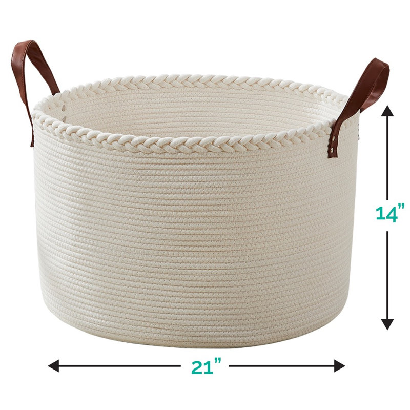 Fabric Laundry Basket with Handles, Cream