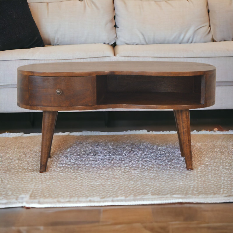 Chestnut Wave Coffee Table, Brown, 15.75" H x 31.5" W x 19.7" D