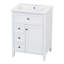 Meuble-lavabo noir 24 po avec lavabo, panneau de fibres à densité moyenne et fabrication en bois d'hévéa, 3 tiroirs et armoire avec tablettes réglables, conception moderne pour les petites et moyennes salles de bain-133758027-133758026