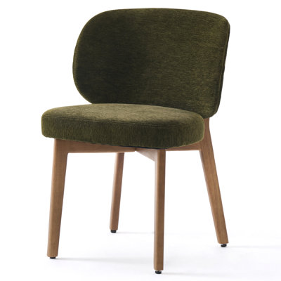 Chaise de meuble-lavabo très large rembourrée de 20,1 po, fauteuil d'appoint avec haut dossier à oreilles et fauteuil sans accoudoirs avec pieds en bois massif pour salle à manger, bleu, simple