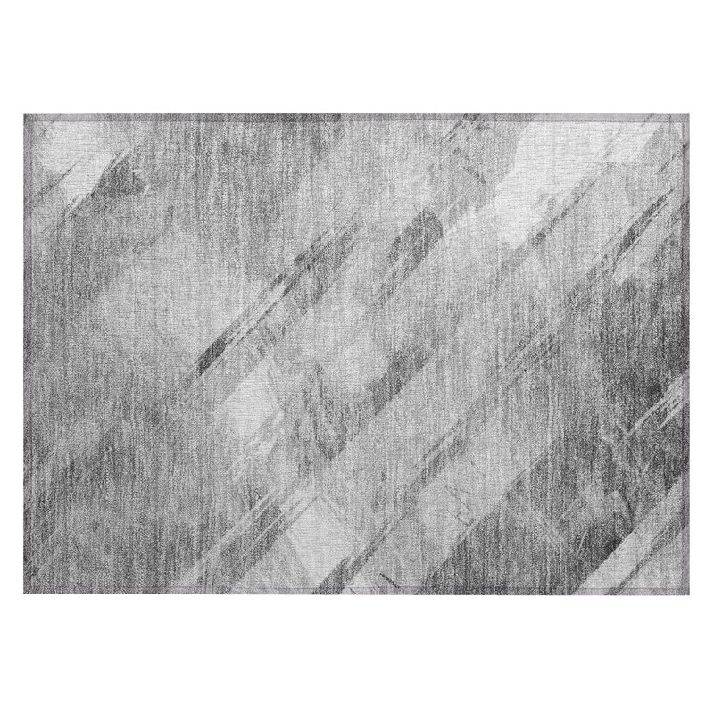 Machine Washable Indoor/Outdoor Claudian ACN1537 Gray Rug, Rectangle 1'8" x 2'6"