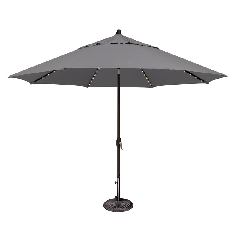 Parasol inclinable 11 pi avec lumière des étoiles Lariat, Sunbrella / gris anthracite, Noir