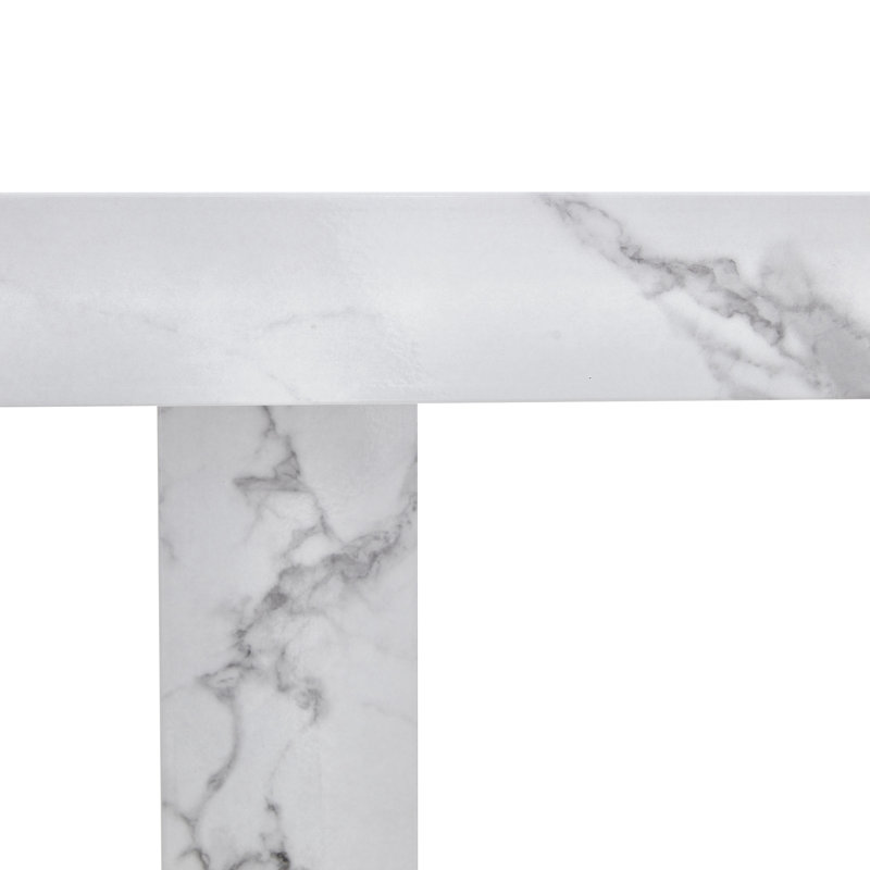 Table de salle à manger luxueuse en panneau de fibres à densité moyenne - un choix de luxe subtil pour votre maison. La table de salle à manger de cuisine blanche a des motifs et convient à 8 à 10 personnes