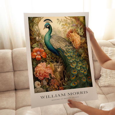 Animaux, reproduction d'art sans cadre William Morris Peacock Bird IV Cottage