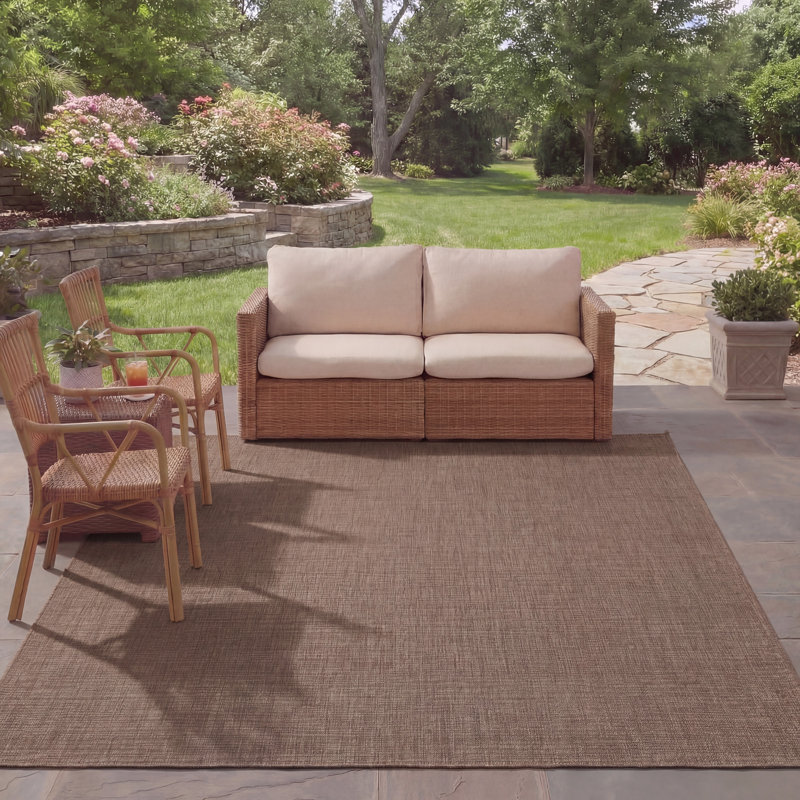Arneshia Beige/Brown Indoor/Outdoor Area Rug, Rectangle 8' x 11'