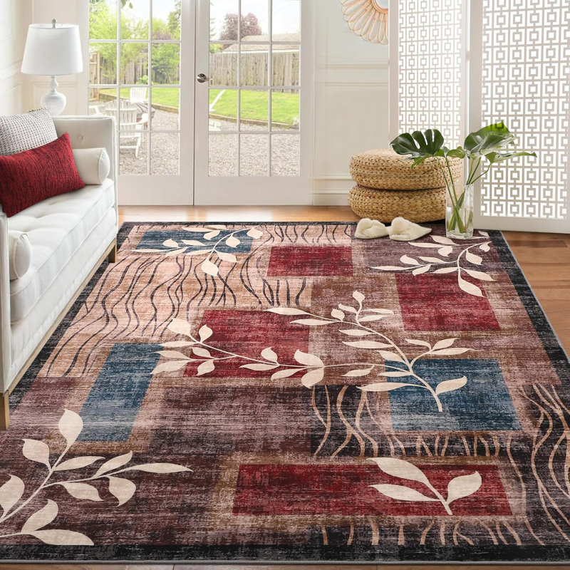 Tapis lavable à motif floral moderne à motif géométrique de couloir gris Tapis de couloir doux à poils courts Tapis de salle de bain 2x6