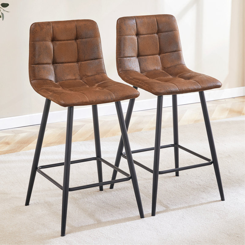 Ensemble de chaises de bar en tissu brun brun - deux pièces, confort stable. Conception réfléchie de plusieurs dossiers arrondis disponibles.