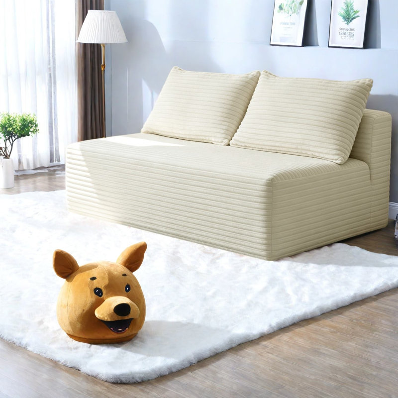 Canapé d'angle à compression avec rangement, canapé moderne de 147 cm en tissu peluche, pour la maison.