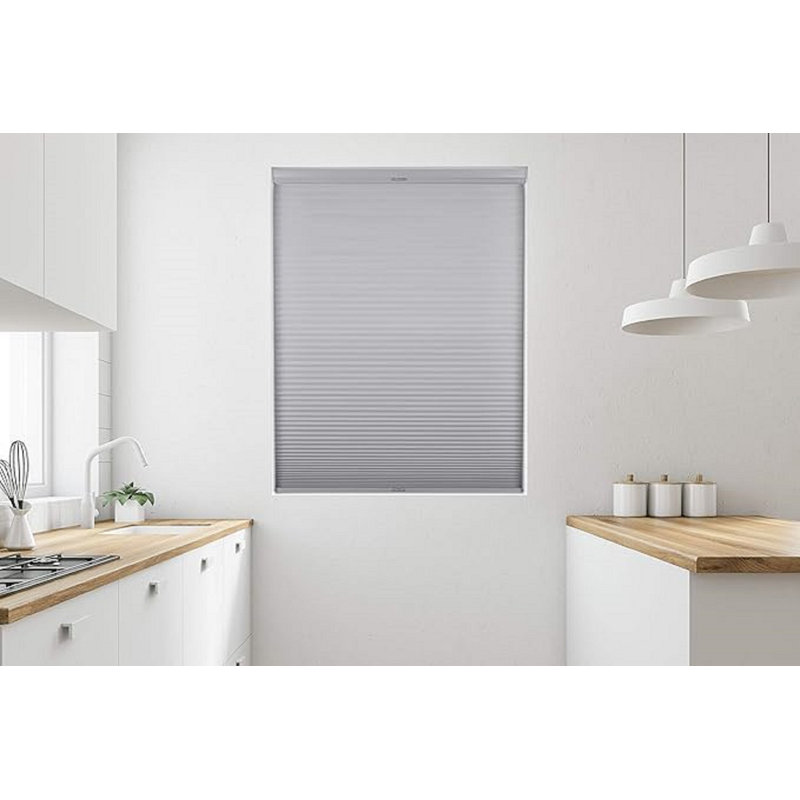 Cordless Semi Sheer Wood Cellular Shade, 24"W x 72"H, Gray
